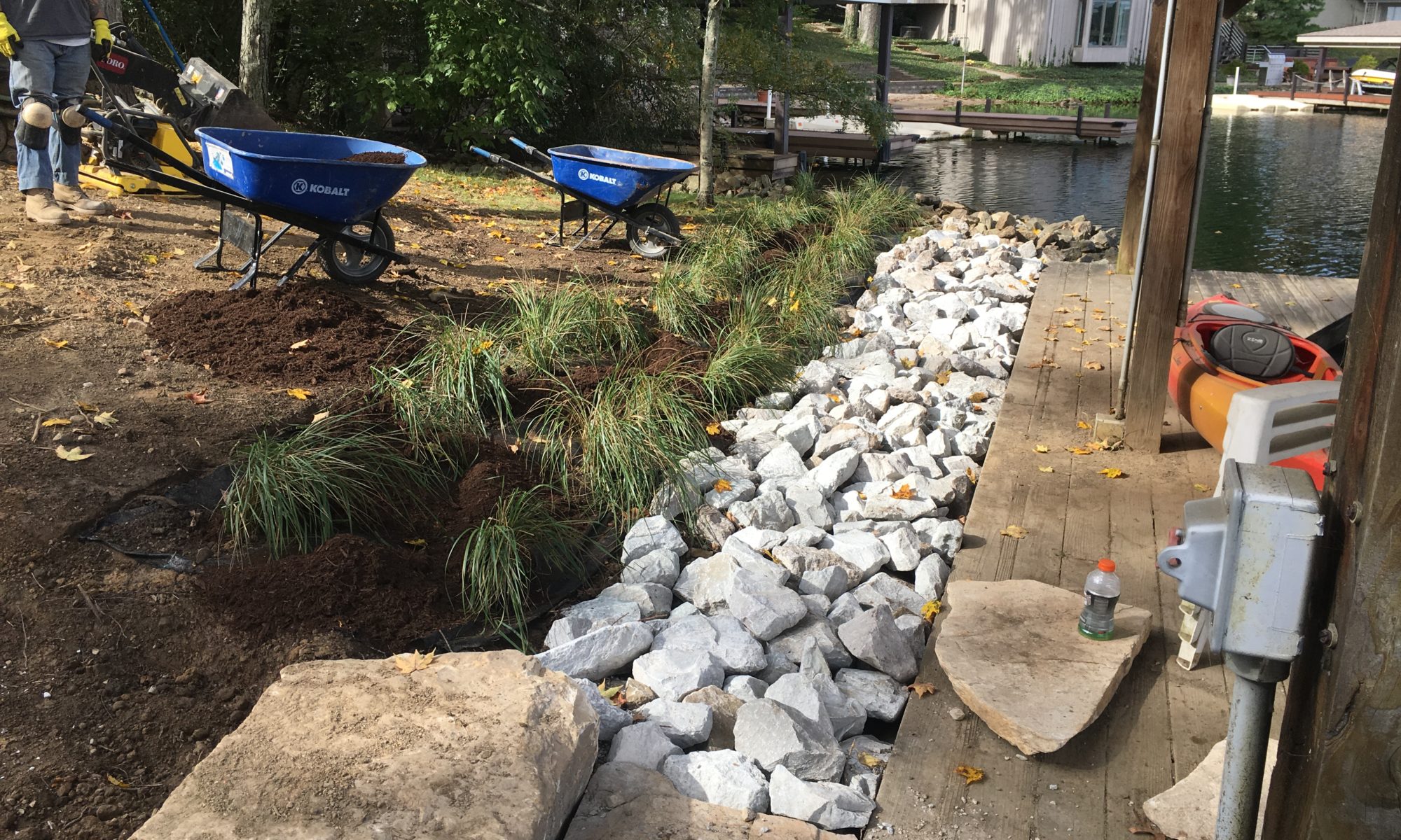 Precision Outdoors Columbus Lake Retaining Wall Indiana terraced landscaping clearwater lake