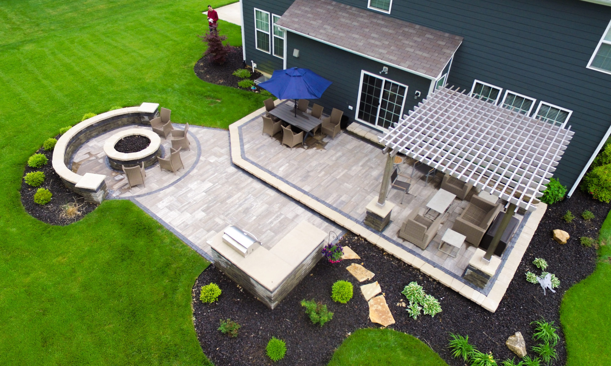 Precision Outdoors Greenwood Patio Pergola & Firepit fire pit custom unlock paver patio cedar pergola base additions personal fire pit seating wall area Greenwood indiana stone walkway round fire pit
