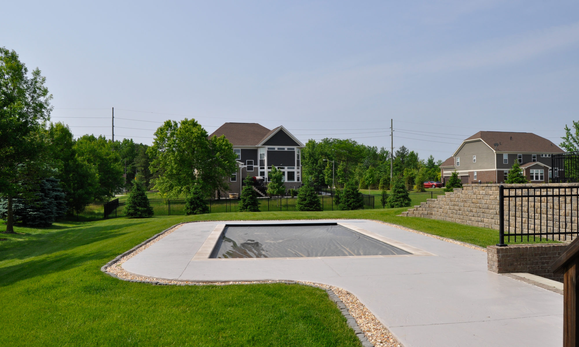 Precision Outdoors Carmel Pool Patio & Retaining Wall stamped concrete patio Italian slate template an accents belgard anchor highland stone cotswold mist color accent contemporary design simple concrete basketball court basic design custom