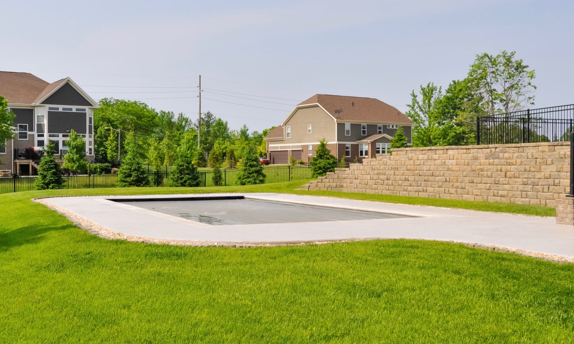 Precision Outdoors Carmel Pool Patio & Retaining Wall stamped concrete patio Italian slate template an accents belgard anchor highland stone cotswold mist color accent contemporary design simple concrete basketball court basic design custom