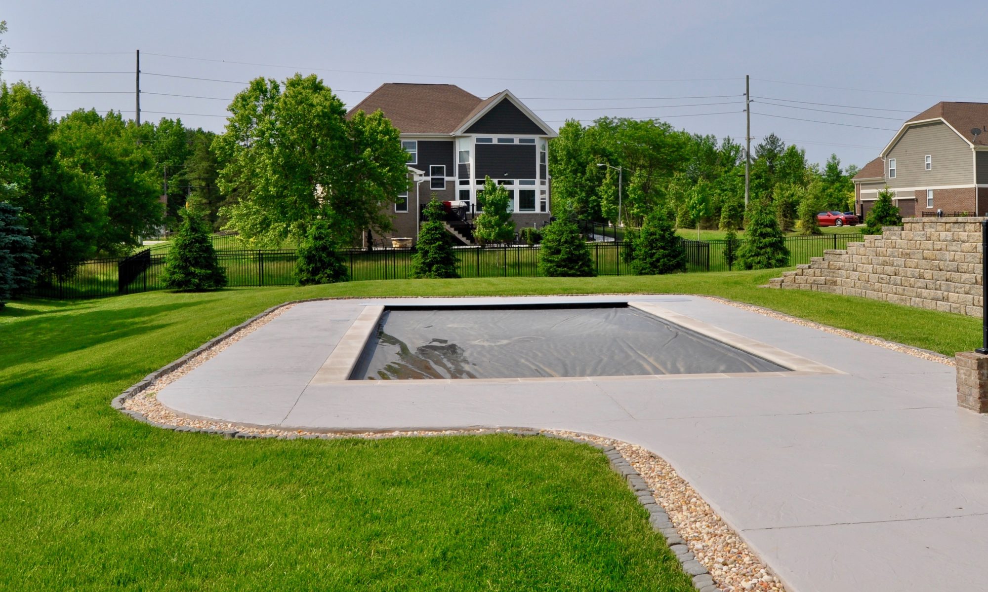 Precision Outdoors Carmel Pool Patio & Retaining Wall stamped concrete patio Italian slate template an accents belgard anchor highland stone cotswold mist color accent contemporary design simple concrete basketball court basic design custom