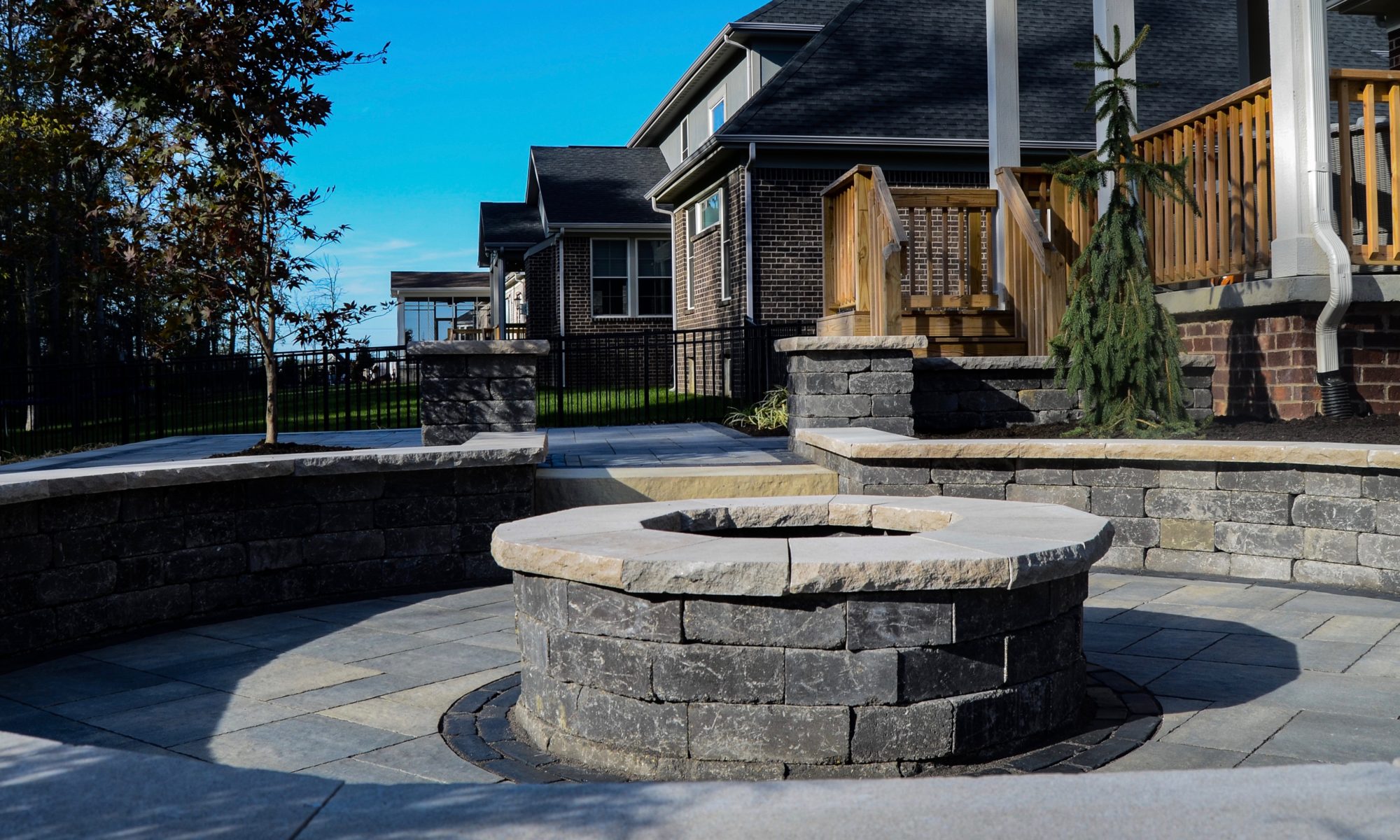 Zionsville Fire Pit Paver Patio with Belgard & Unilock Materials