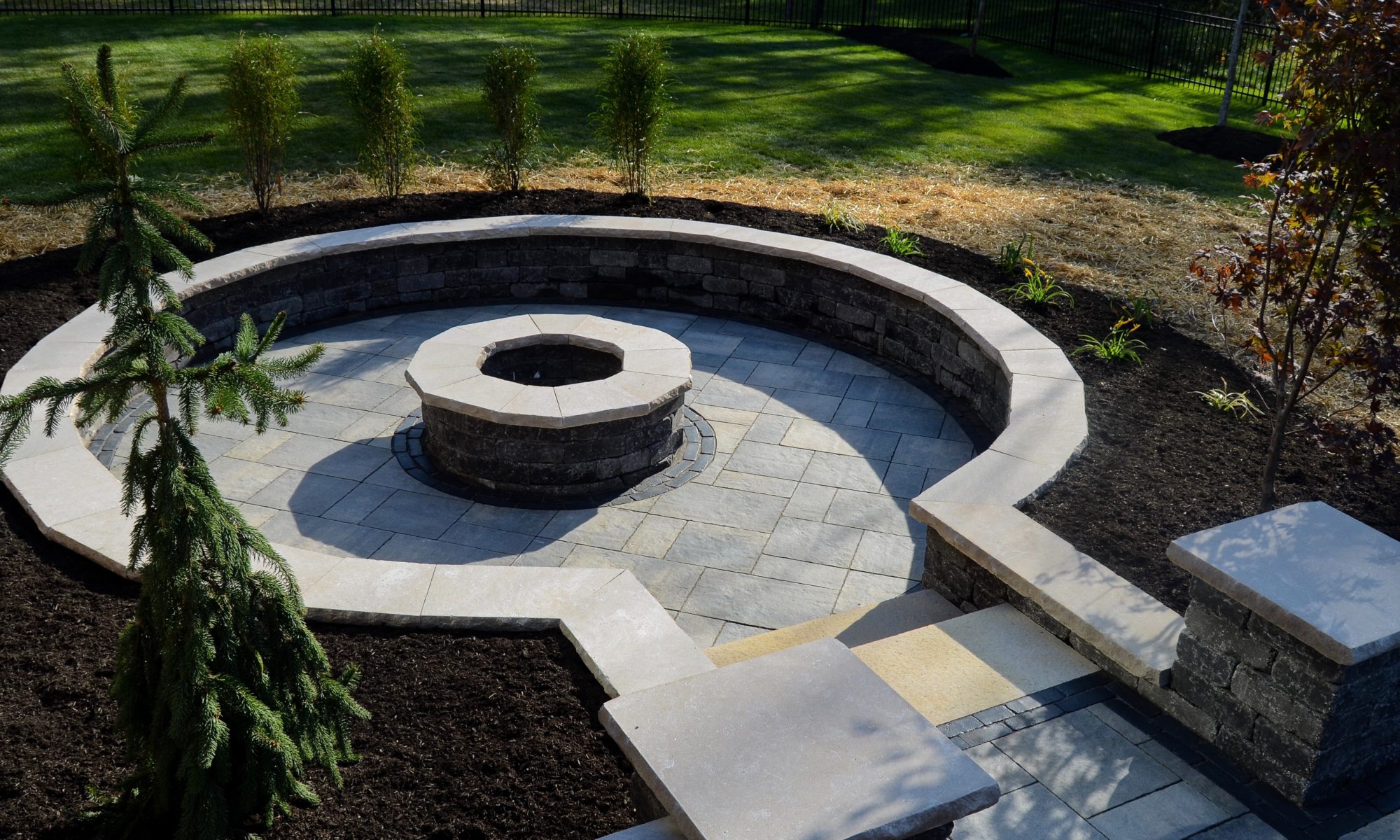 Zionsville Fire Pit Paver Patio with Belgard & Unilock Materials