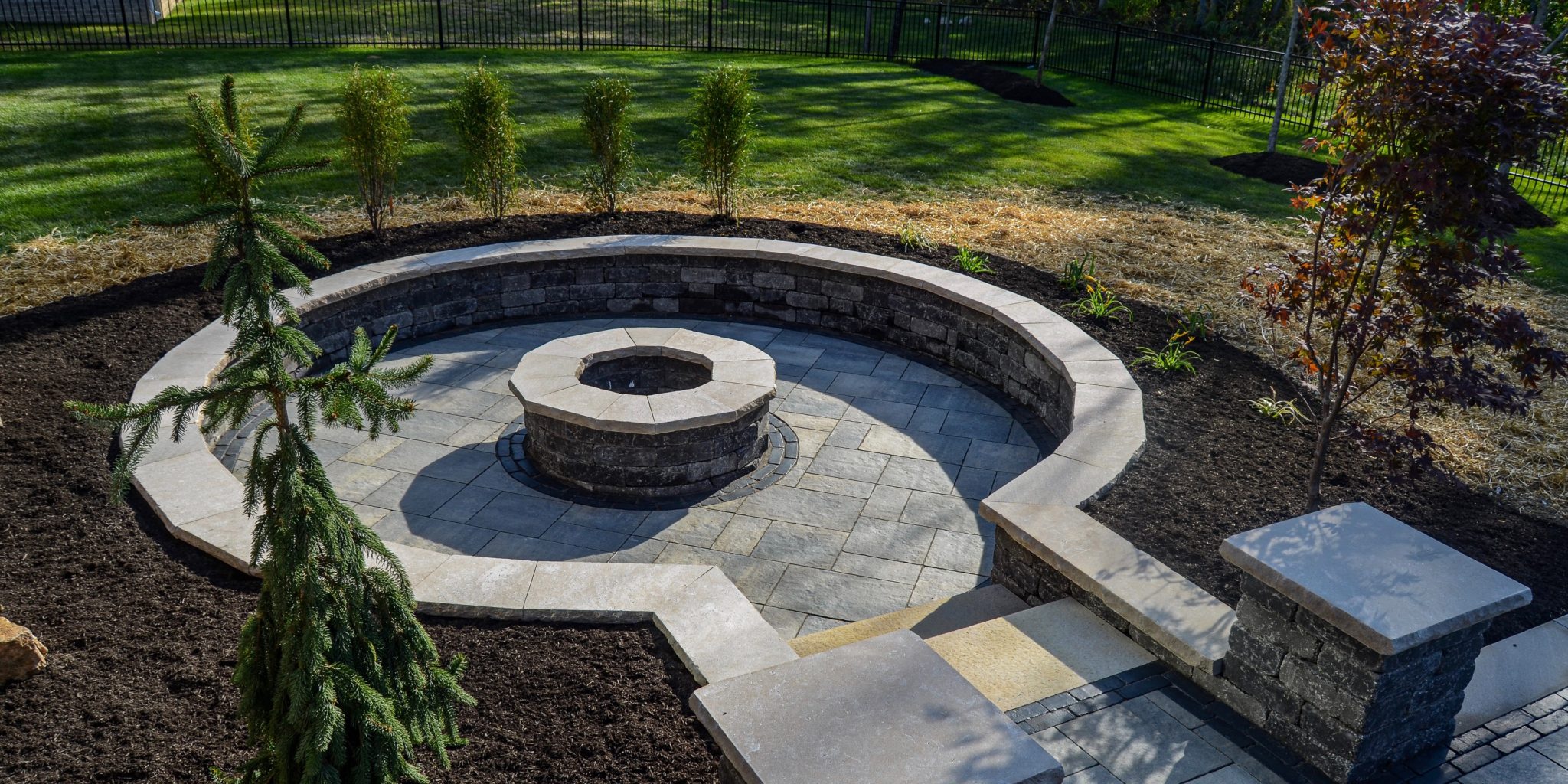 Zionsville Fire Pit Paver Patio with Belgard & Unilock Materials