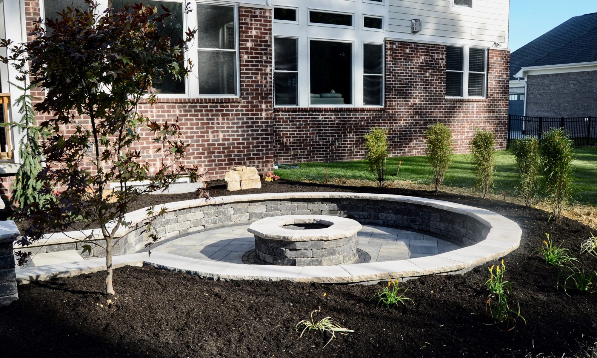 Zionsville Fire Pit Paver Patio with Belgard & Unilock Materials