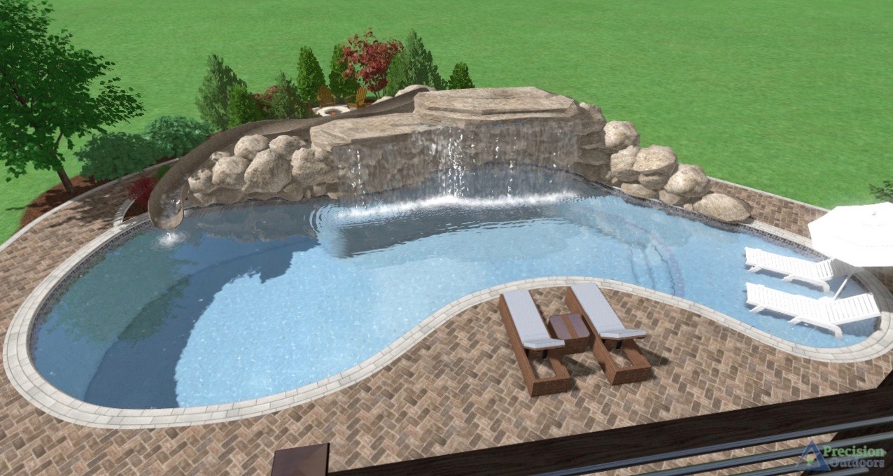 Precision Outdoors Exterior Design Pool Paver Patio Firepit