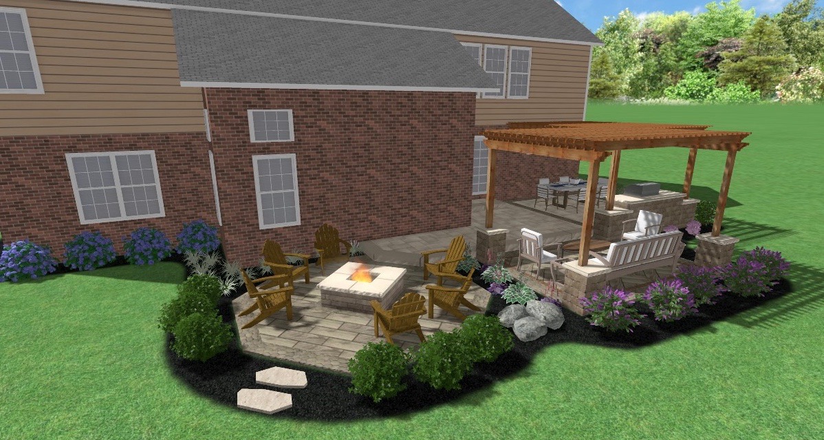 pergola patio firepit precision outdoors design living space landscaping