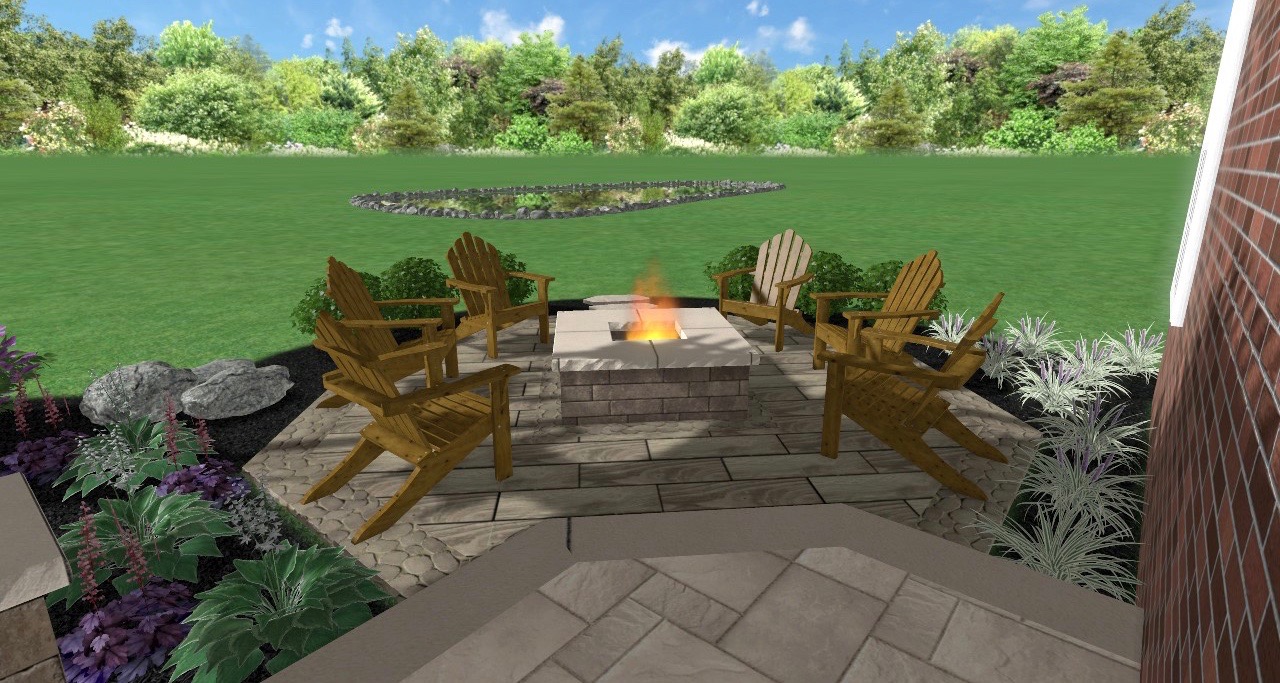 Double Pergolas Precision Outdoors built in outdoor kitchen built-in two pergolas fire pit firepit ample seating area paver patio landscaping mulching seating area