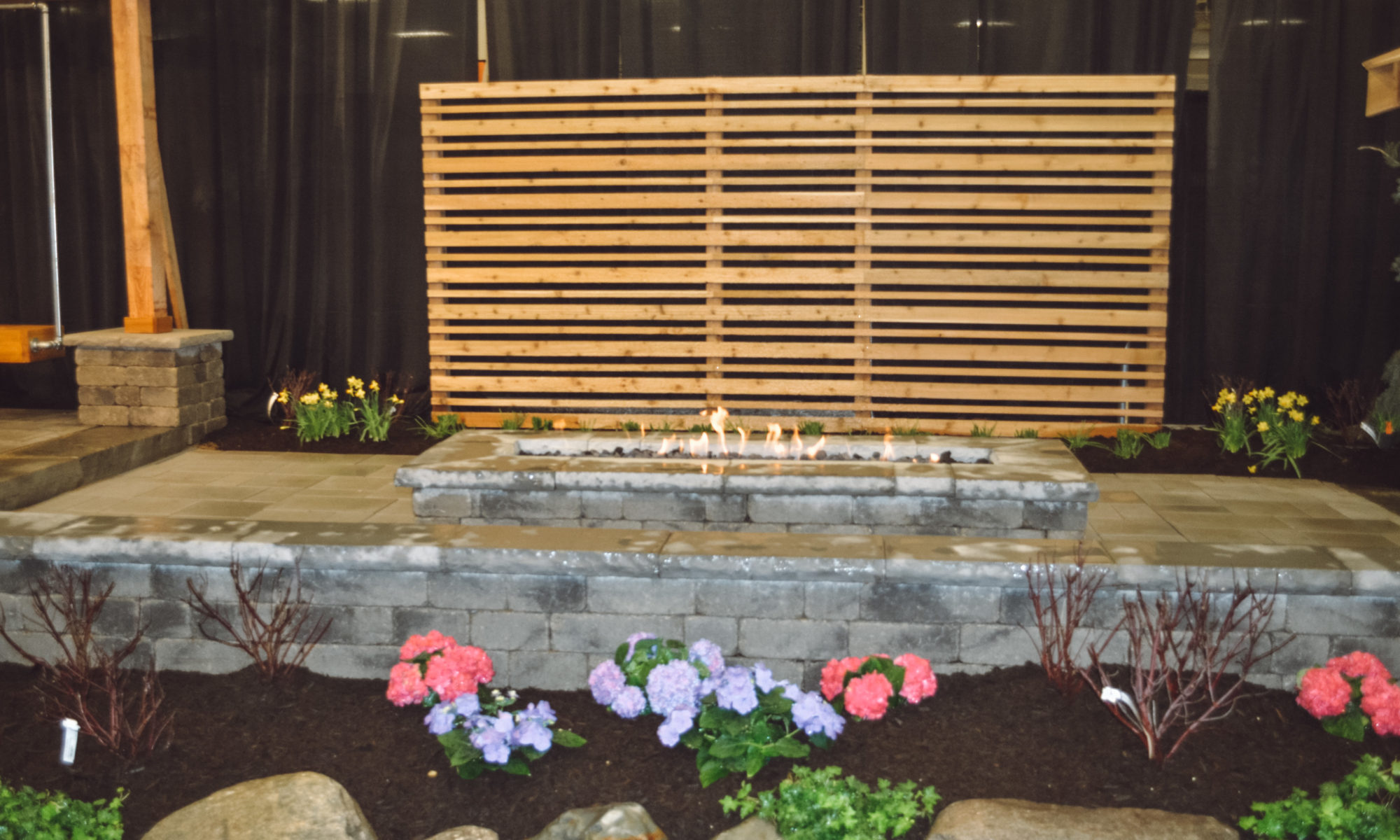 precision outdoors flower and patio show 2020 pergola fire pit swing screen wall outdoor kitchen living grill
