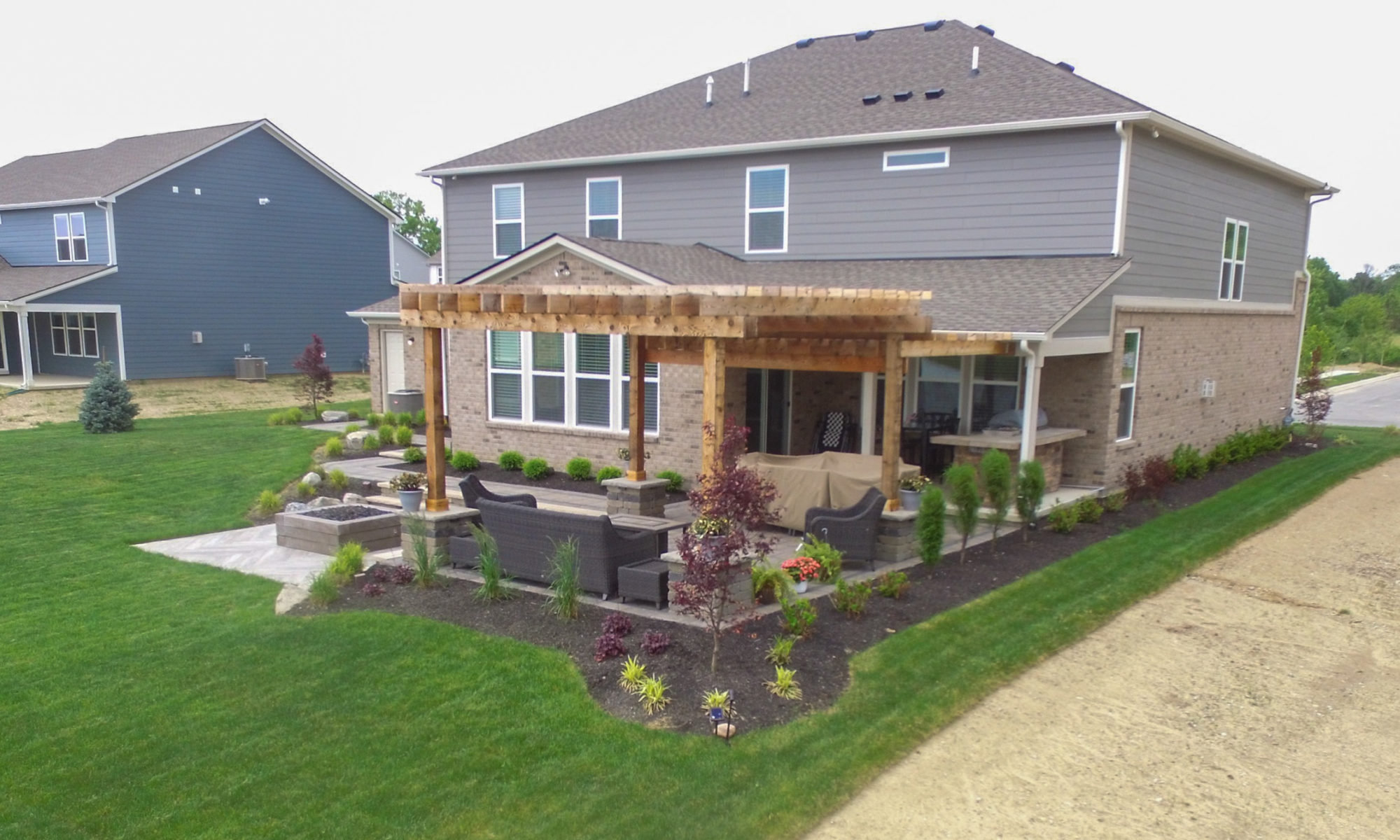 precision outdoors lawn care landscaping patio firepit pergola kitchen frill tech bloc fishers Indiana indianapolis