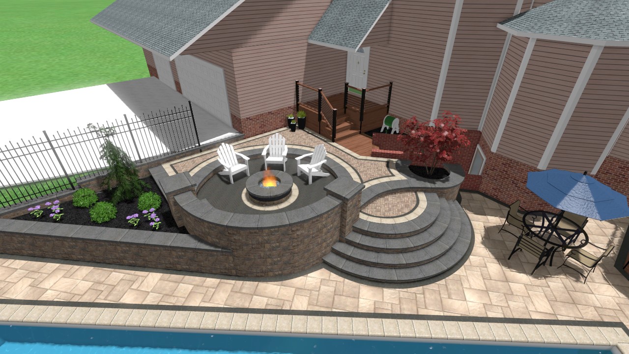 Backyard elegance precision outdoors design modern stepping stone secluded fire pit are private dining area with ample seating multilevel