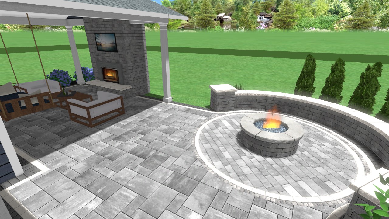 Welchel springs pergola outdoor fireplace private dining are ample seating multilevel paver patio secluded firepit precision outdoors design