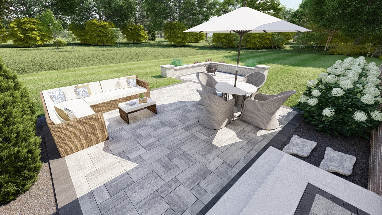 design staggered patio sam perry precision outdoors cut paver retailing wall seating wall landscaping plants paver patio seating wall landscaping precision outdoors