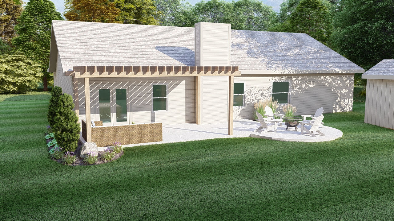 Minimalist Backyard precision outdoors pergola concrete patio ample seating room landscaping indianapolis indiana