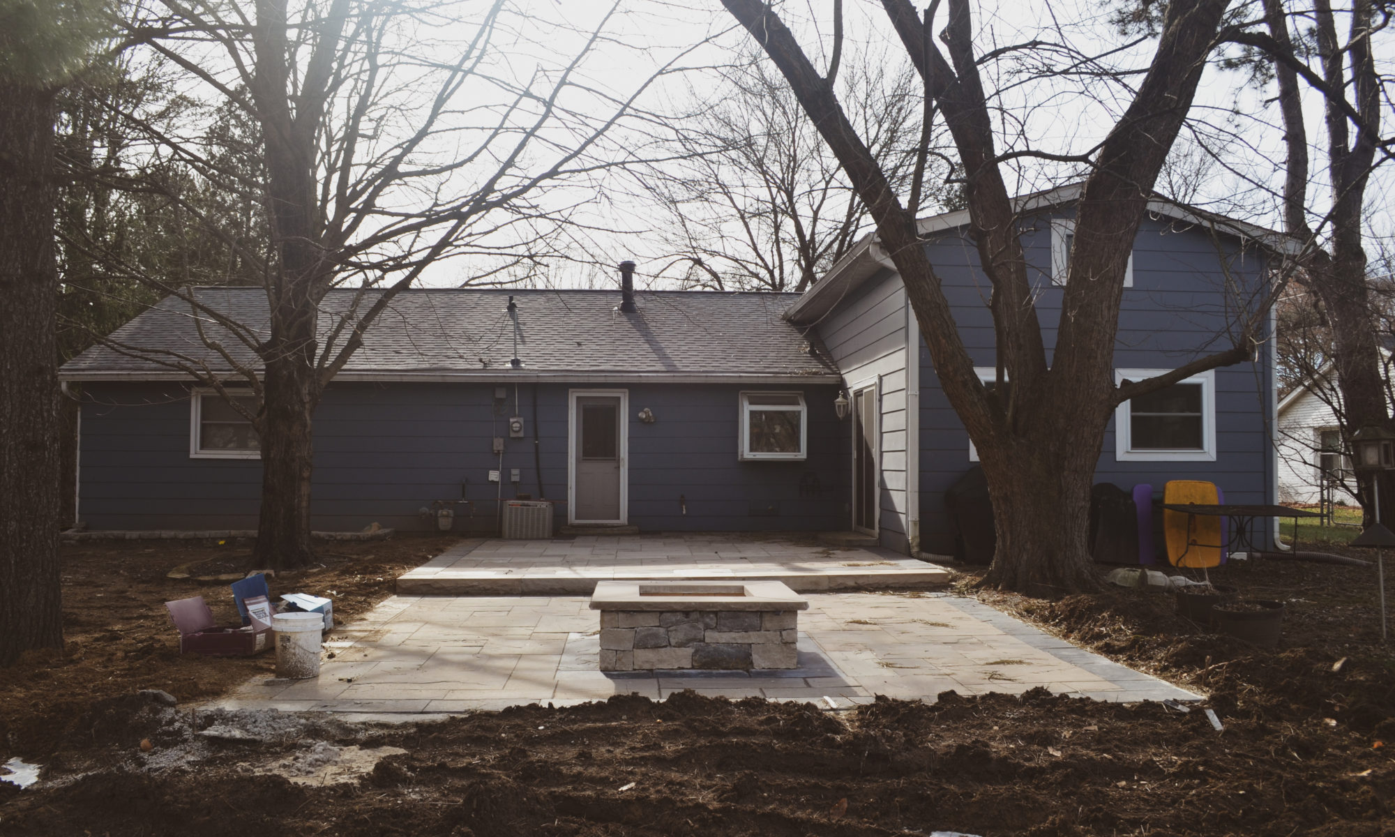 Precision Outdoors Two Step patio paver patio fire pit firepit Greenwood indiana simple backyard