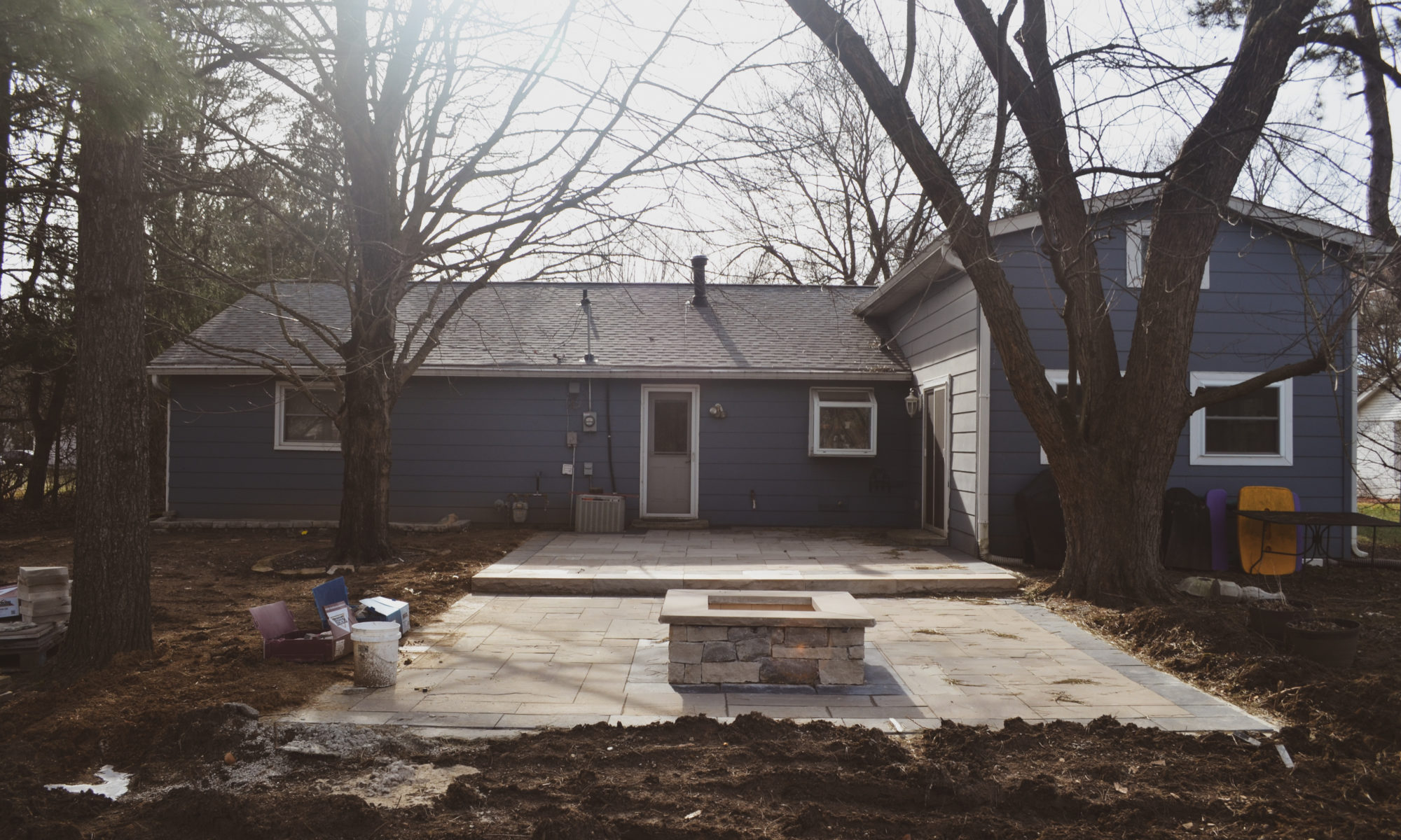 Precision Outdoors Two Step patio paver patio fire pit firepit Greenwood indiana simple backyard