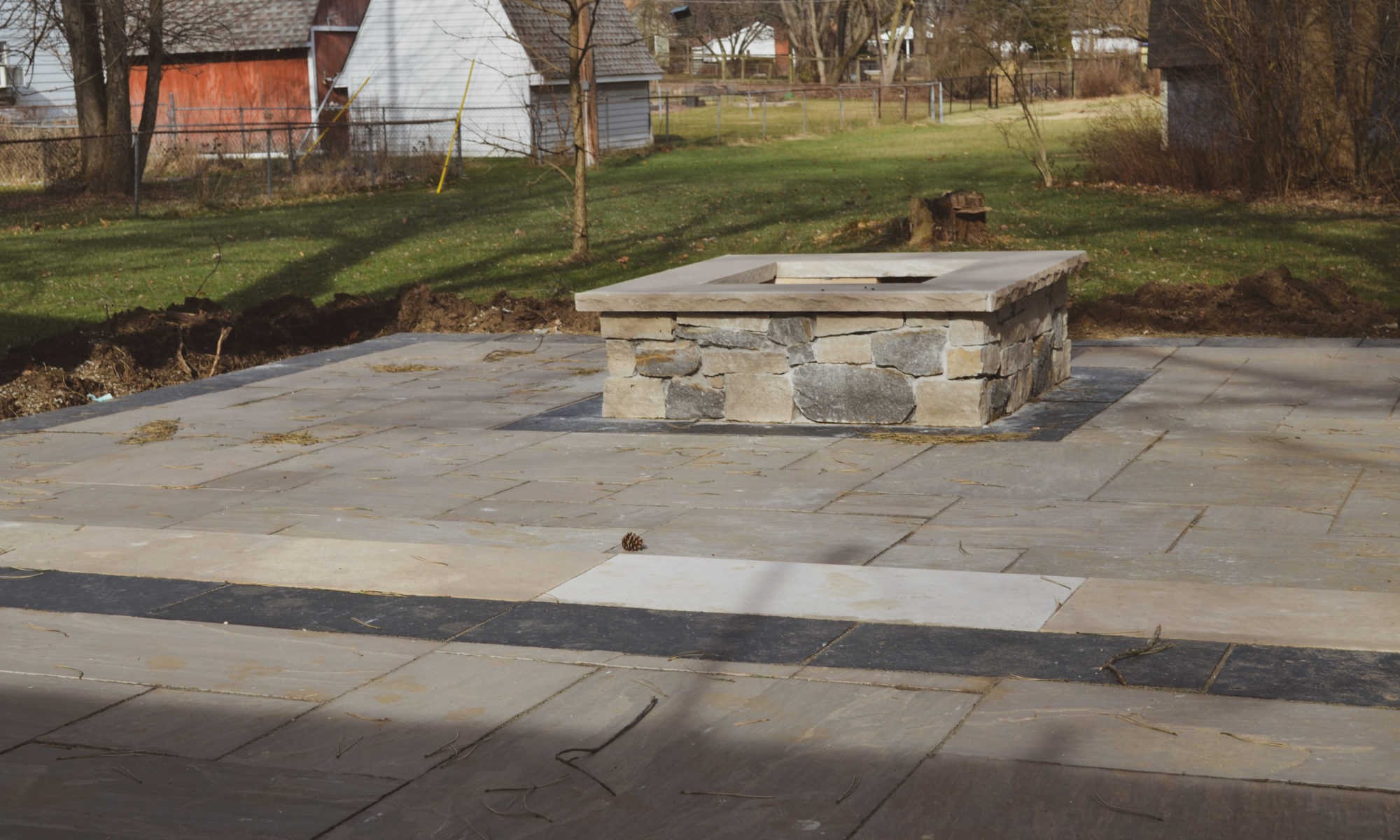 Precision Outdoors Two Step patio paver patio fire pit firepit Greenwood indiana simple backyard