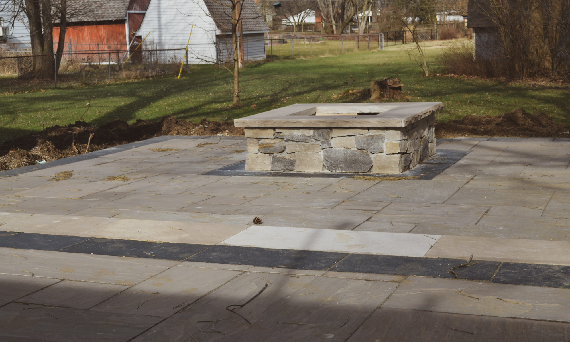 Precision Outdoors Two Step patio paver patio fire pit firepit Greenwood indiana simple backyard