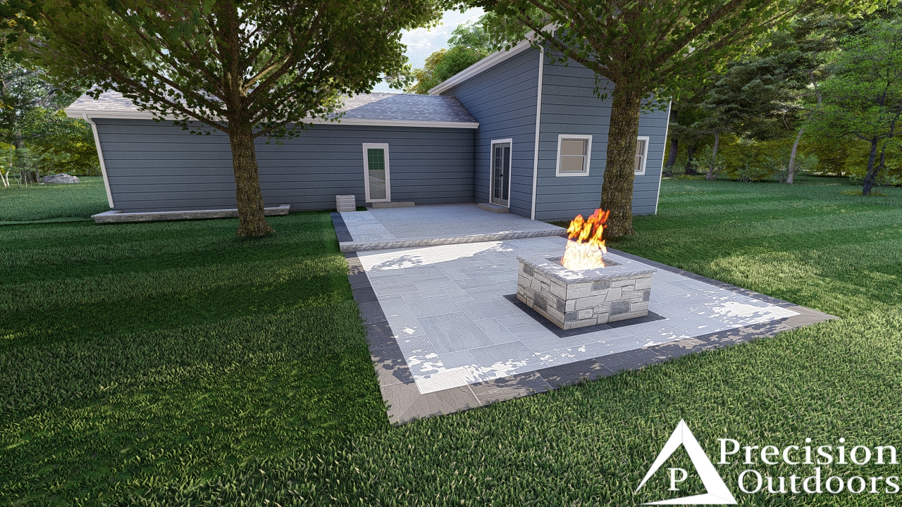 precision outdoors two step patio fire pit paver patio Greenwood indiana indianapolis