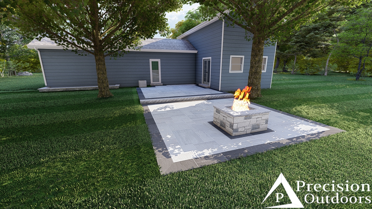 precision outdoors two step patio fire pit paver patio Greenwood indiana indianapolis