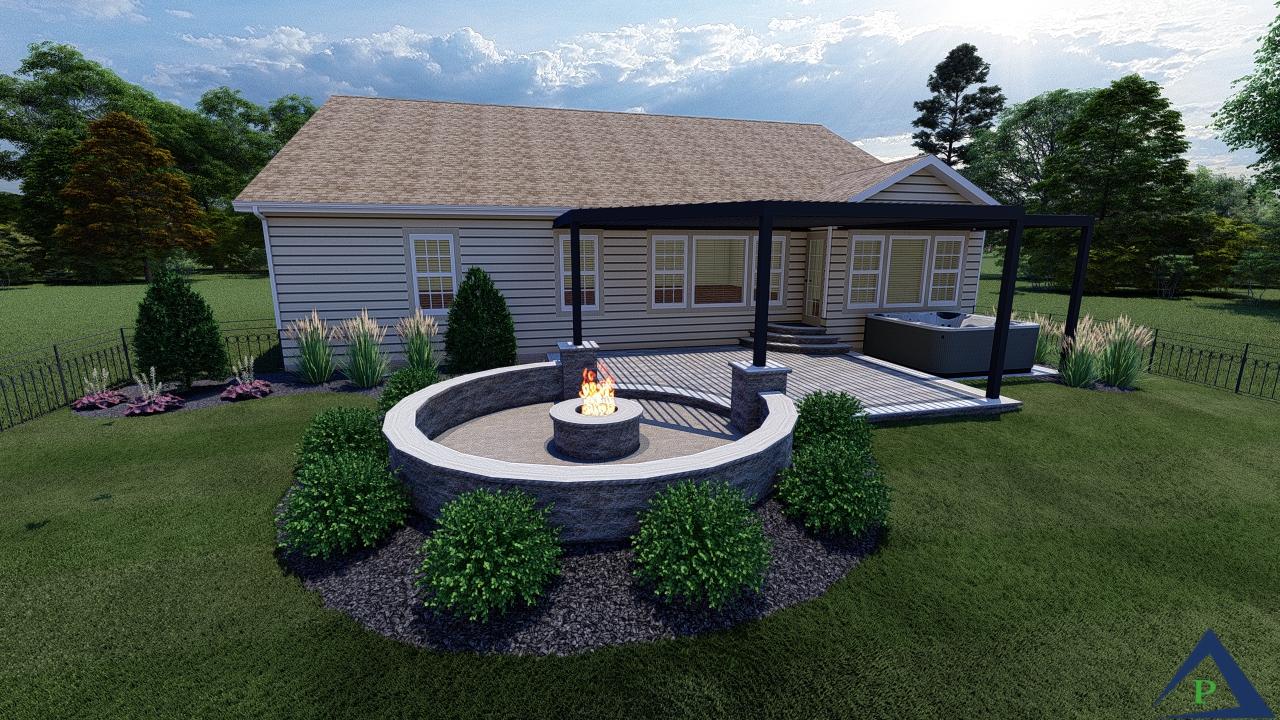 pergola fire pit paver patio custom landscaping indianapolis indiana