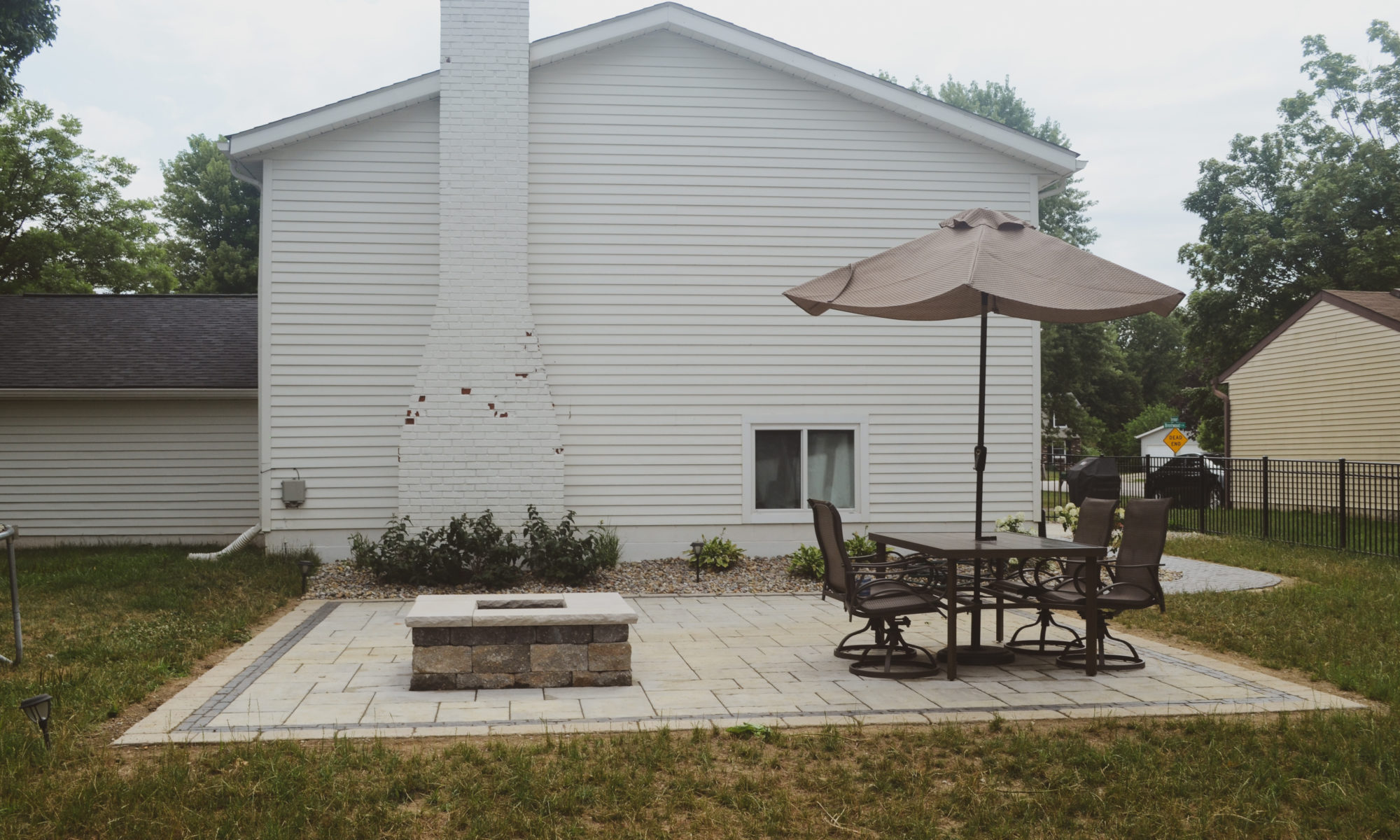 Precision Outdoors Dual Patios backyard grilling paver patio dining patio paver walkway custom Plainfield indiana