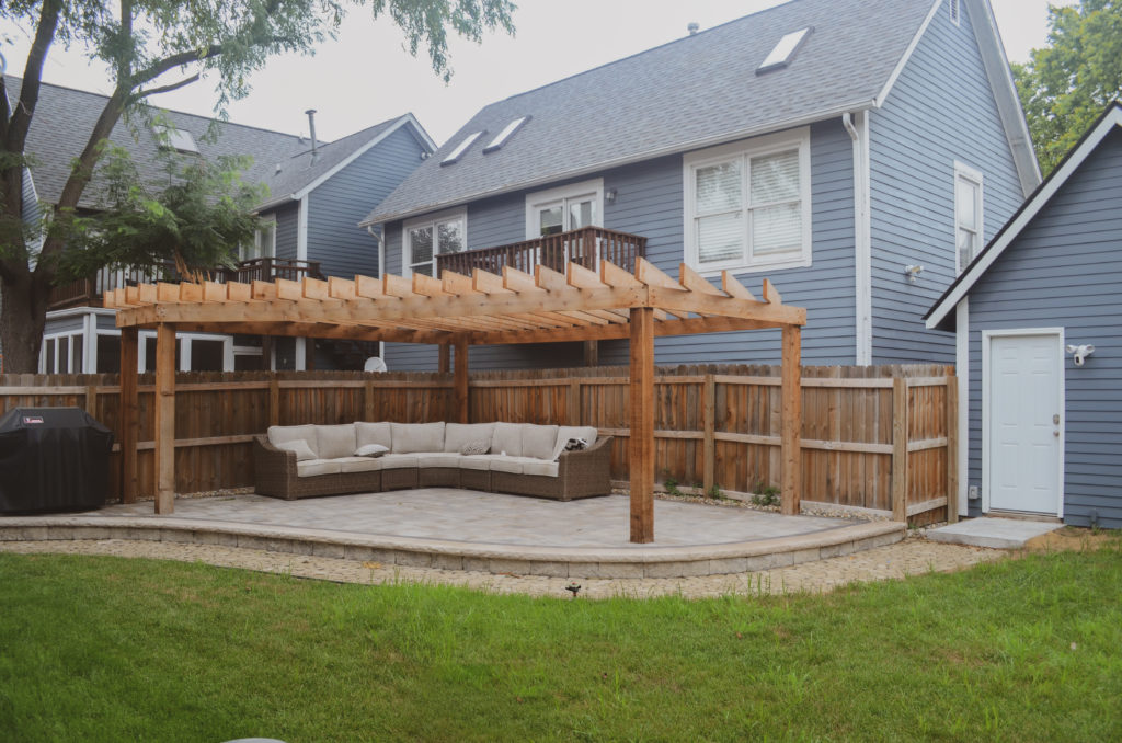 Small Backyard Pergola Precision Outdoors Indianapolis Indiana custom pergola stone walkway paver patio