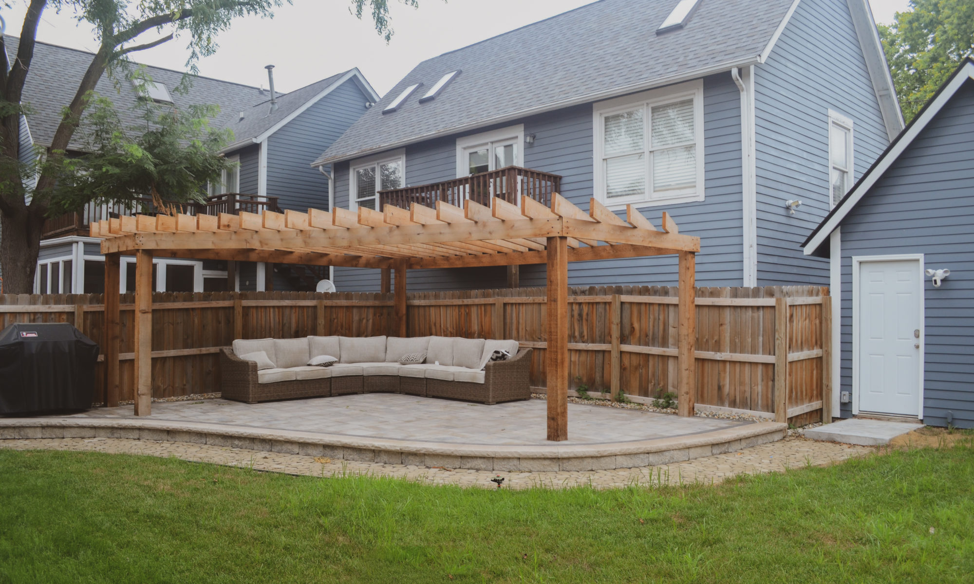 Small Backyard Pergola Precision Outdoors Indianapolis Indiana custom pergola stone walkway paver patio