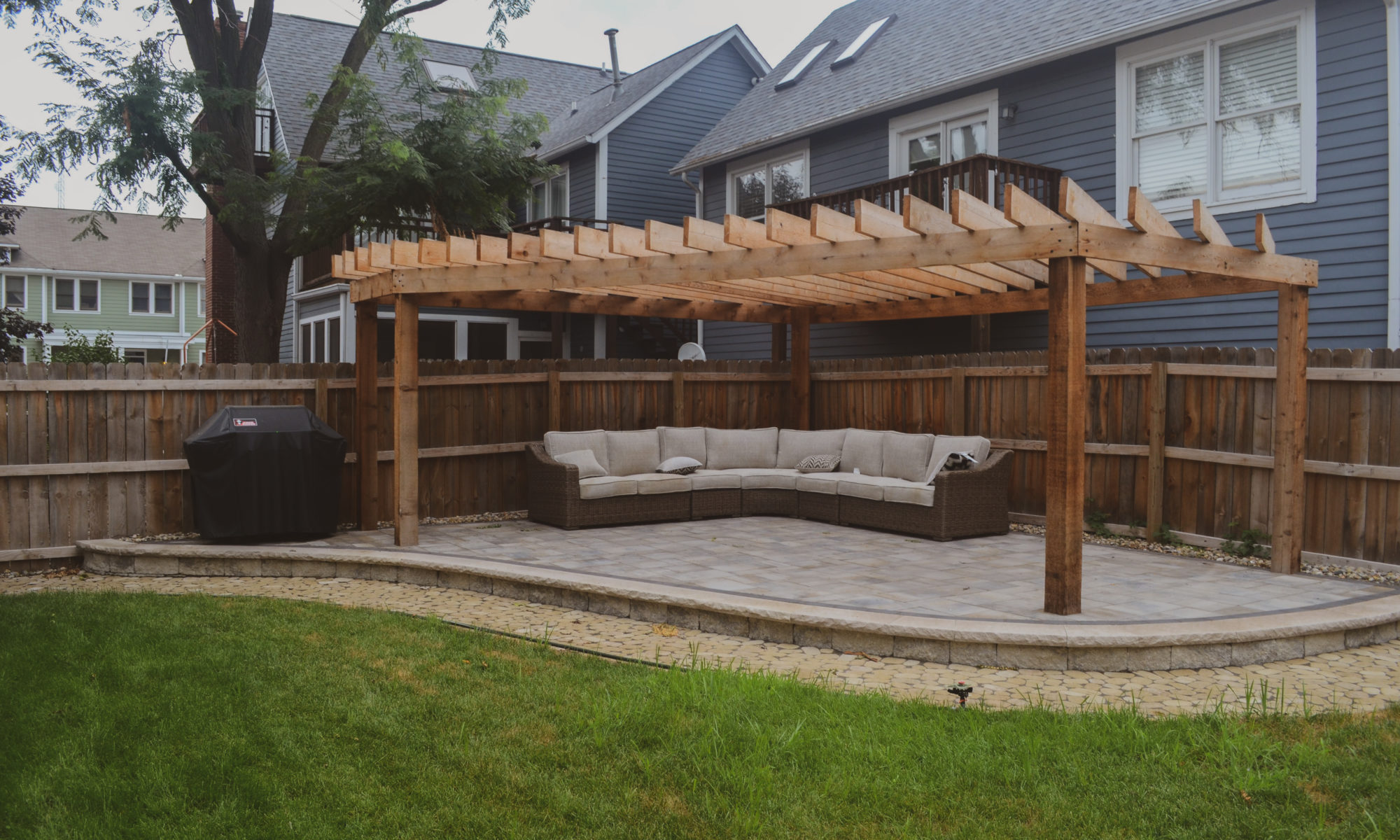 Small Backyard Pergola Precision Outdoors Indianapolis Indiana custom pergola stone walkway paver patio