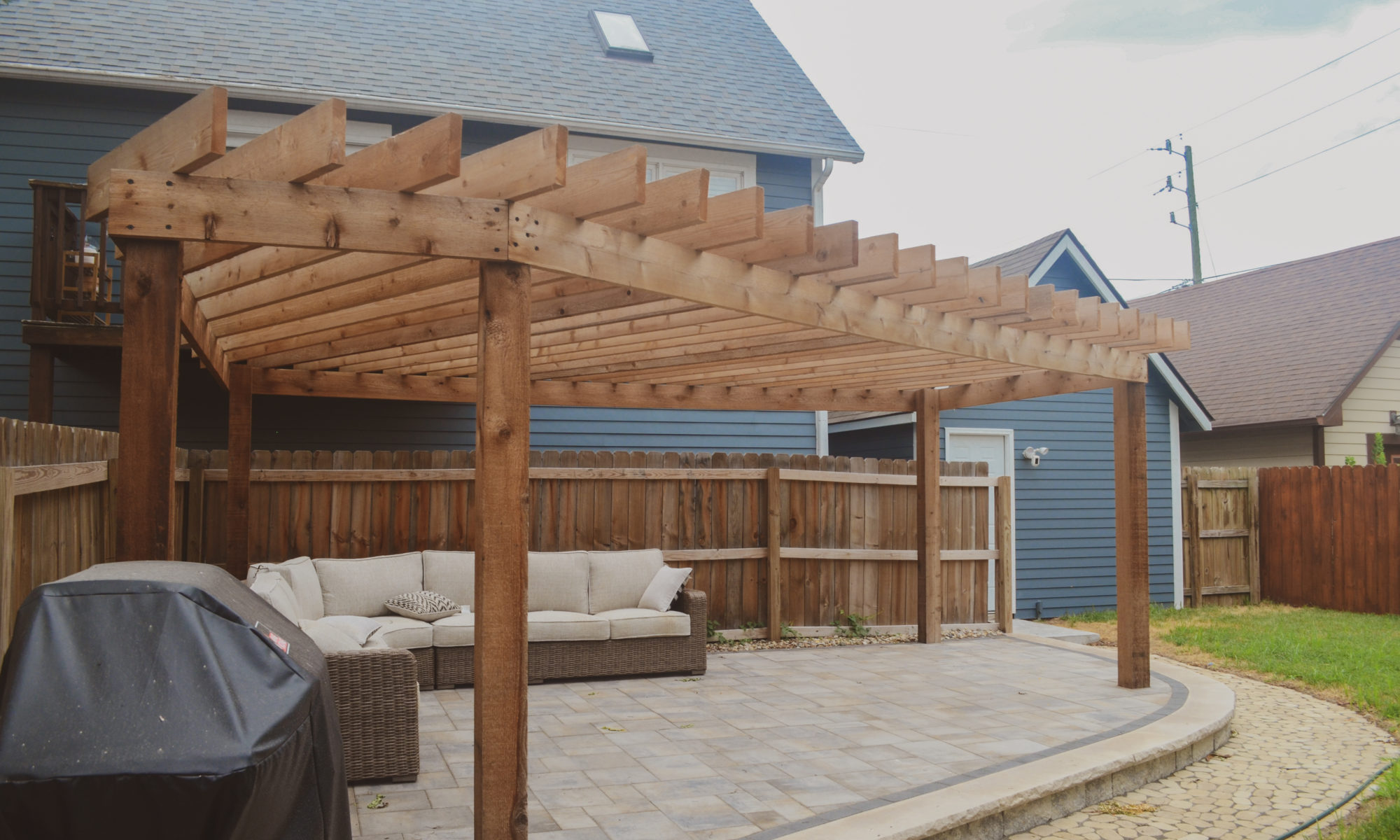 Small Backyard Pergola Precision Outdoors Indianapolis Indiana custom pergola stone walkway paver patio