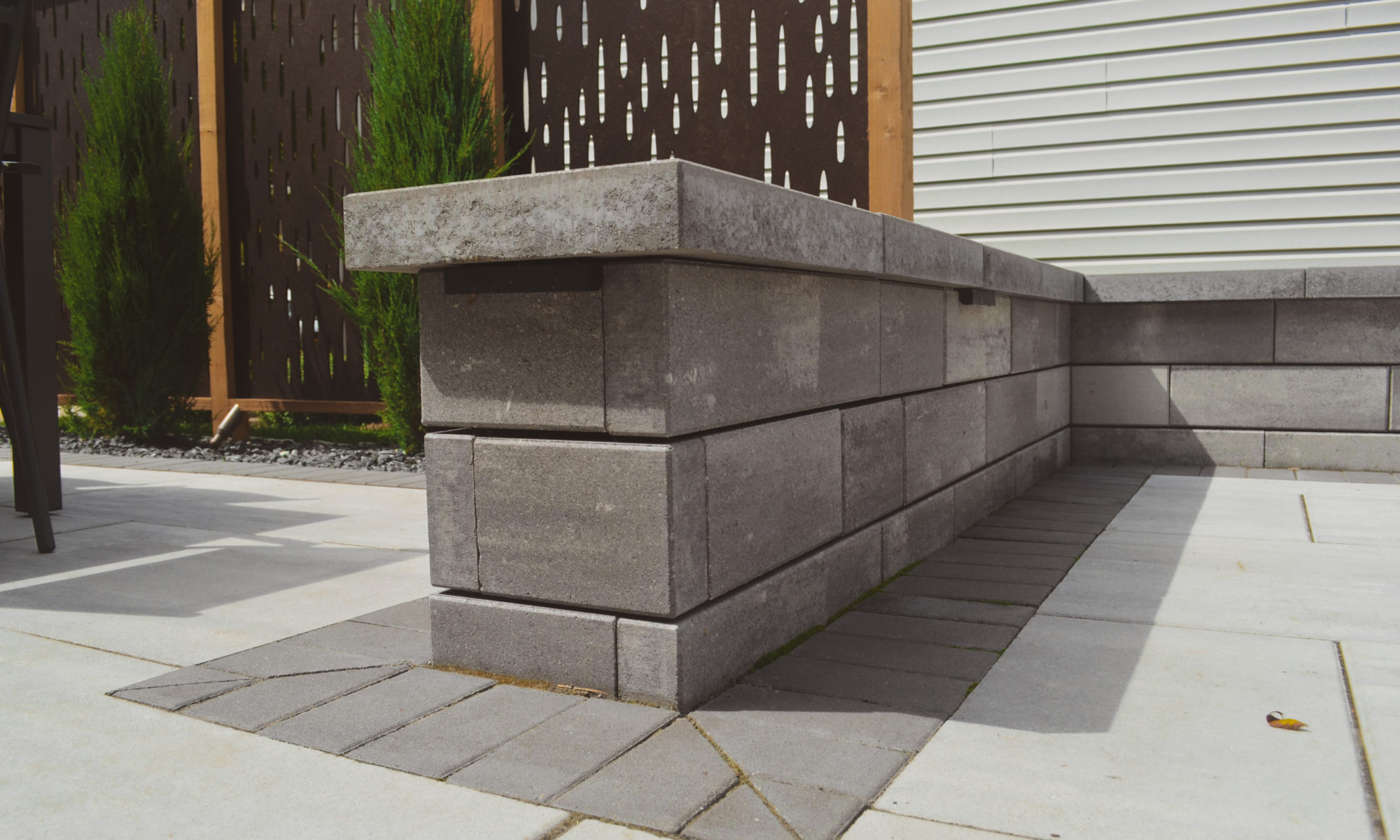 The Private Plaza privacy screens custom landscaping fire pit arborvitae private dining privacy Carmel indiana landscaping walkway