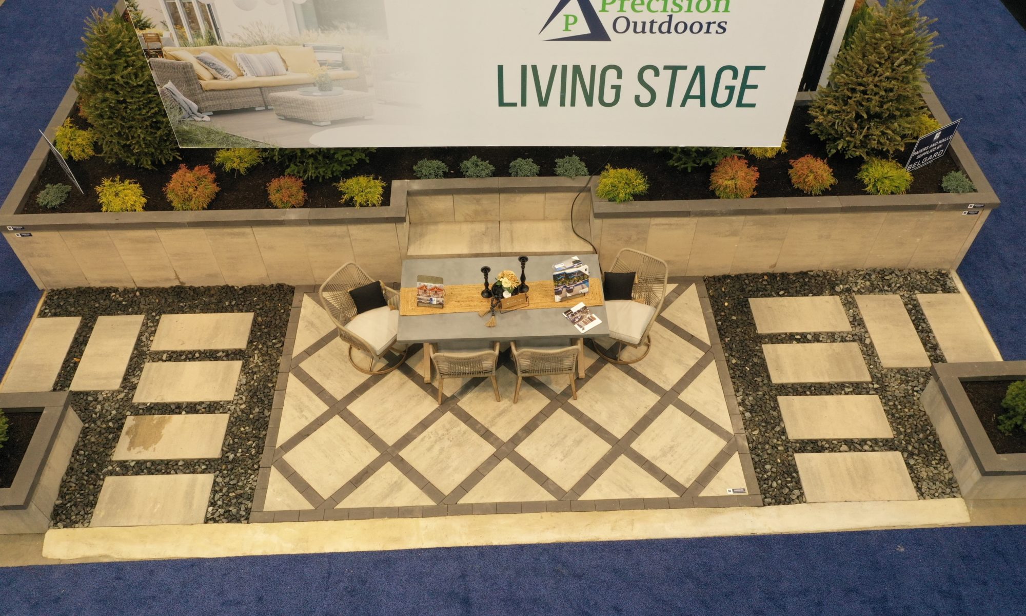 Indianapolis Home Show 2023 Precision Outdoors living stage belgard scandina gray dimensions slab textureguard rockland black artforms indiana decorators voyage decking line indy