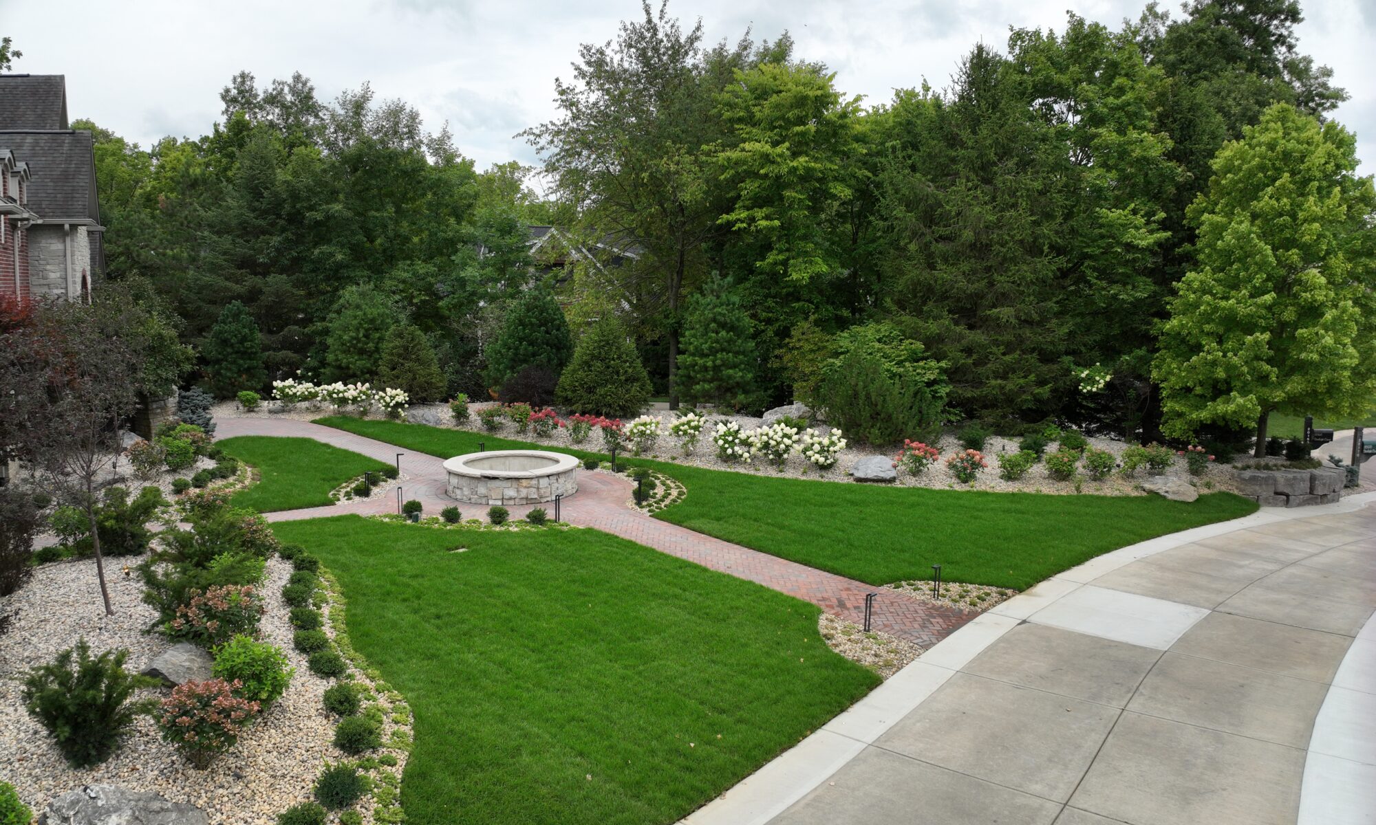 Precision Outdoors Grandeur Estate Noblesville Indiana Driveway expansion Water feature fountain Privacy Screens
