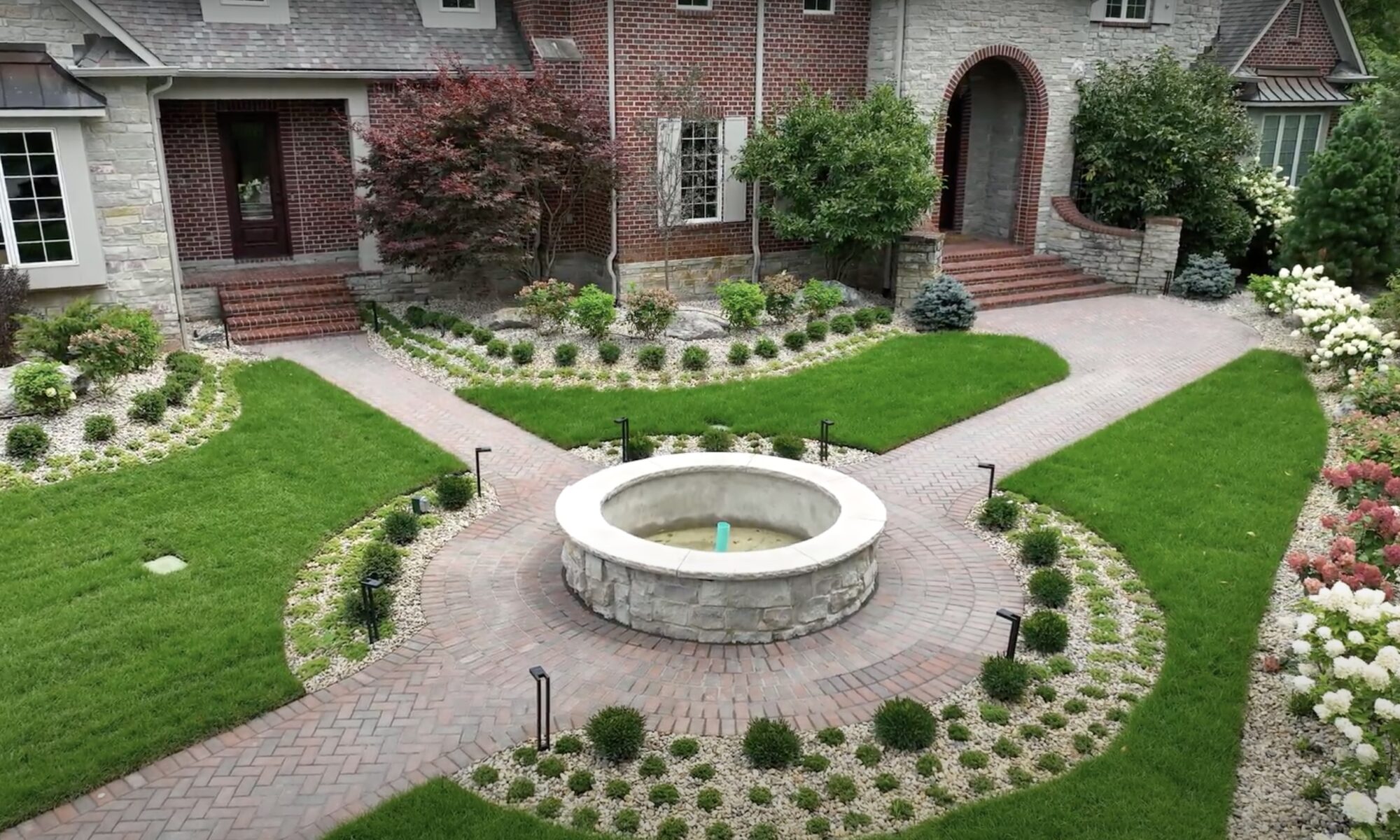Precision Outdoors Grandeur Estate Noblesville Indiana Driveway expansion Water feature fountain Privacy Screens
