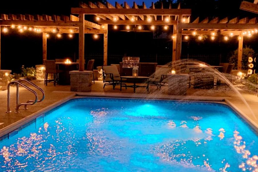 Cannon Cabana Precision Outdoors rough tiered timber structures outdoor kitchen retaining wall sunscreen dining space Greenwood indiana