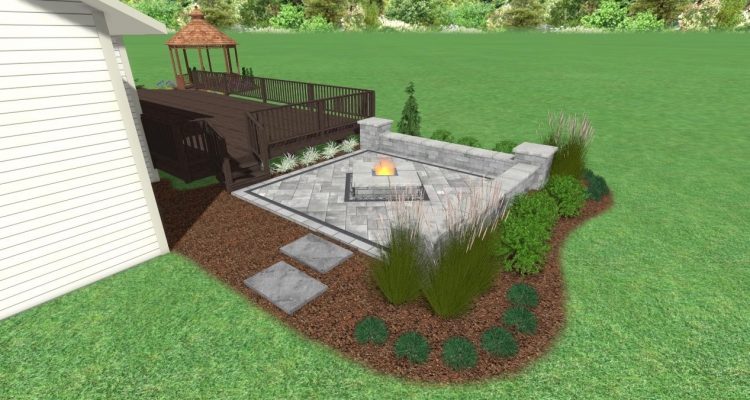 Traditional deck with fire pit precision outdoors design secluded fire pit seating wall privacy dividers gazebo beautiful backyard
