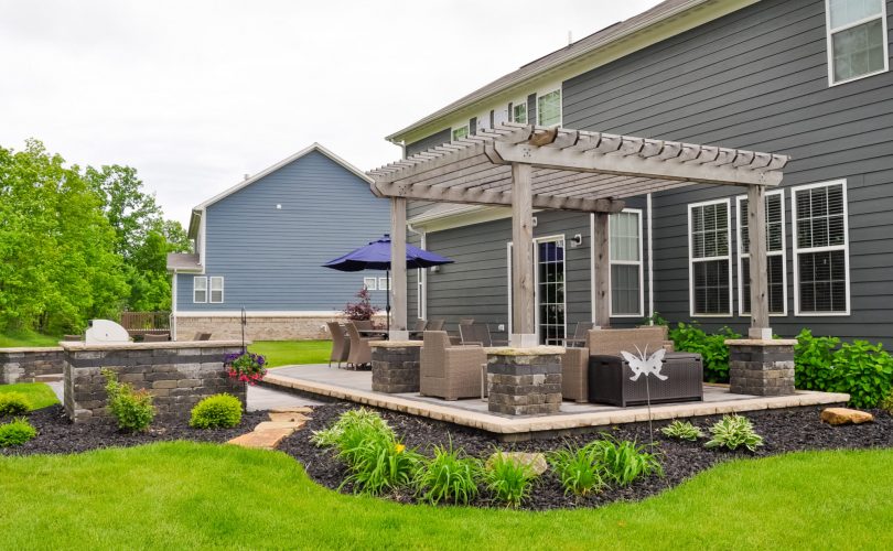 Precision Outdoors Greenwood Patio Pergola & Firepit fire pit custom unlock paver patio cedar pergola base additions personal fire pit seating wall area Greenwood indiana stone walkway round fire pit