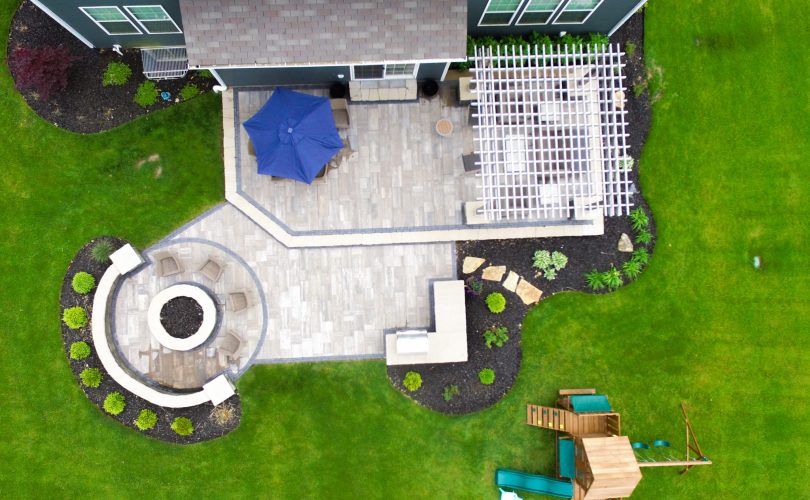 Precision Outdoors Greenwood Patio Pergola & Firepit fire pit custom unlock paver patio cedar pergola base additions personal fire pit seating wall area Greenwood indiana stone walkway round fire pit