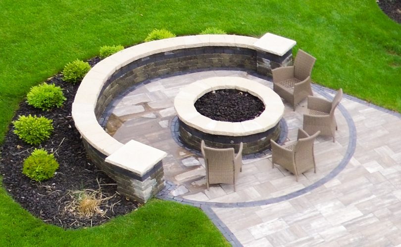 Precision Outdoors Greenwood Patio Pergola & Firepit fire pit custom unlock paver patio cedar pergola base additions personal fire pit seating wall area Greenwood indiana stone walkway round fire pit